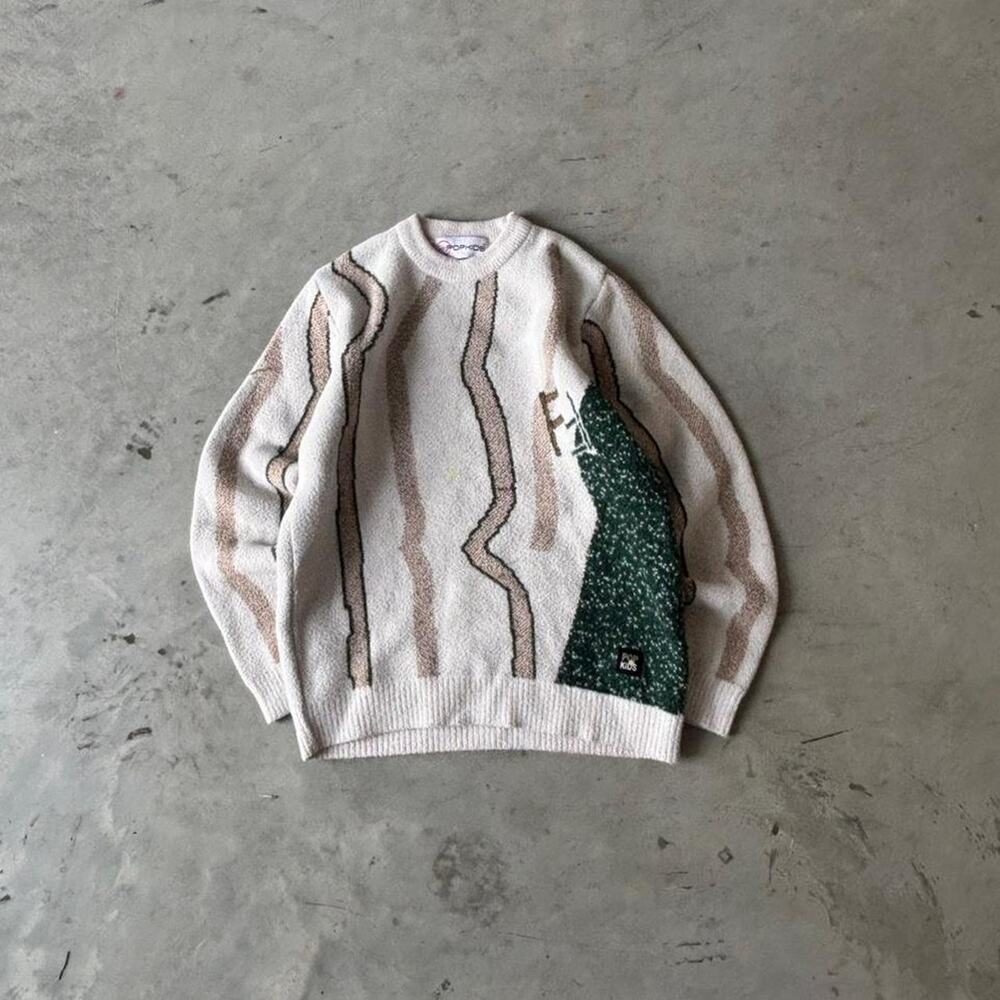 Y2k coogi style earthtone sweater